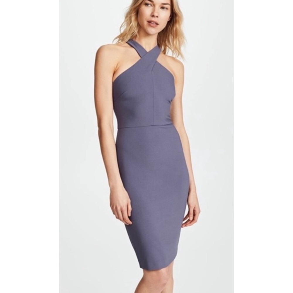 Likely | Manhattan Halter Sheath Dress DustyBlue Purple Crisscross Neck | Size 6